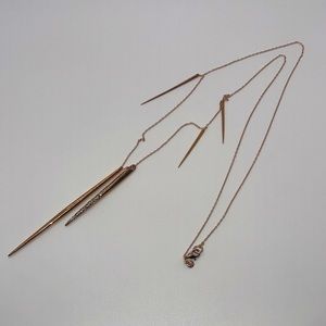 Alexis Bittar long rose gold plated with large spikes / crystals necklace
